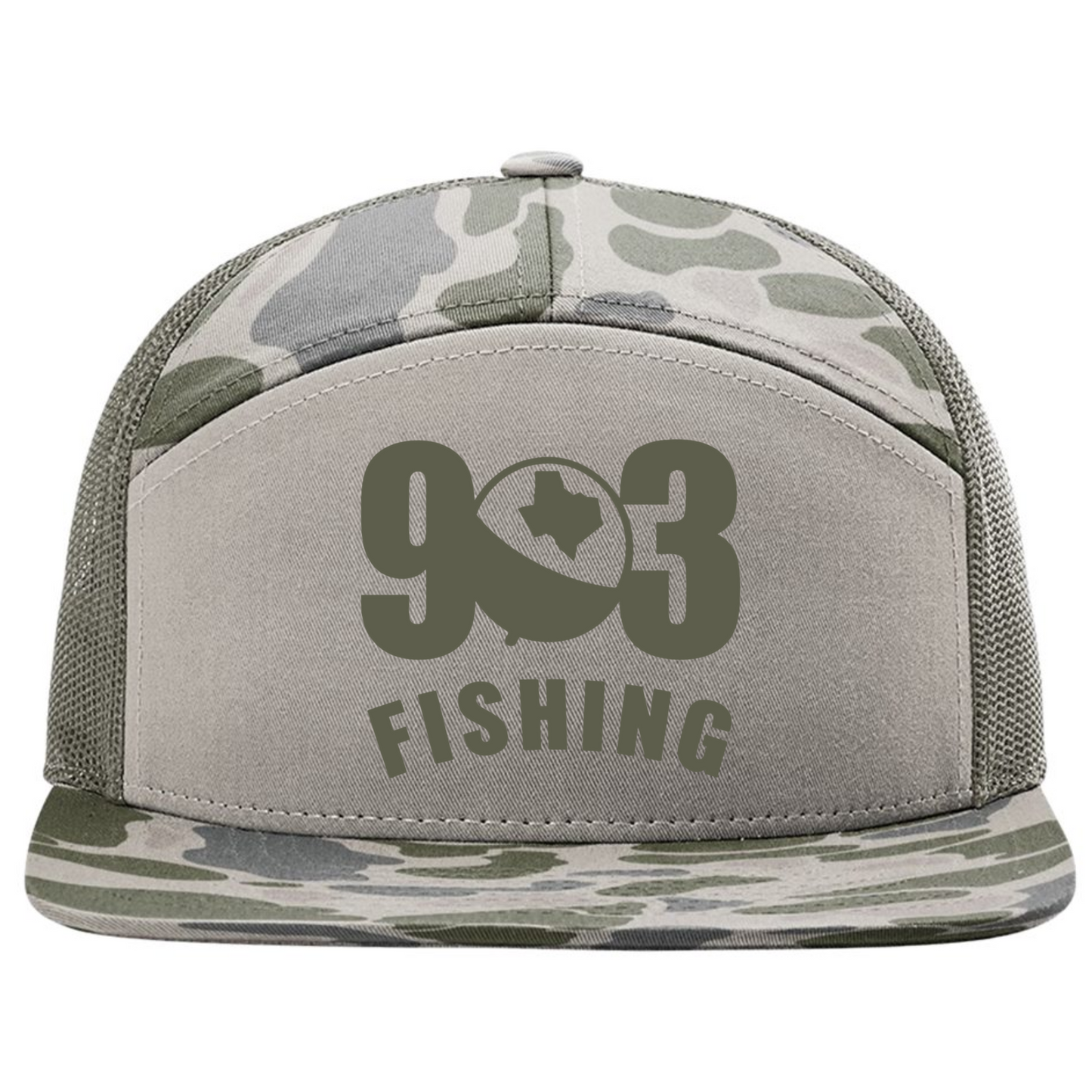 903 Fishing Embroidered 7 Panel Richardson 168 Trucker Cap
