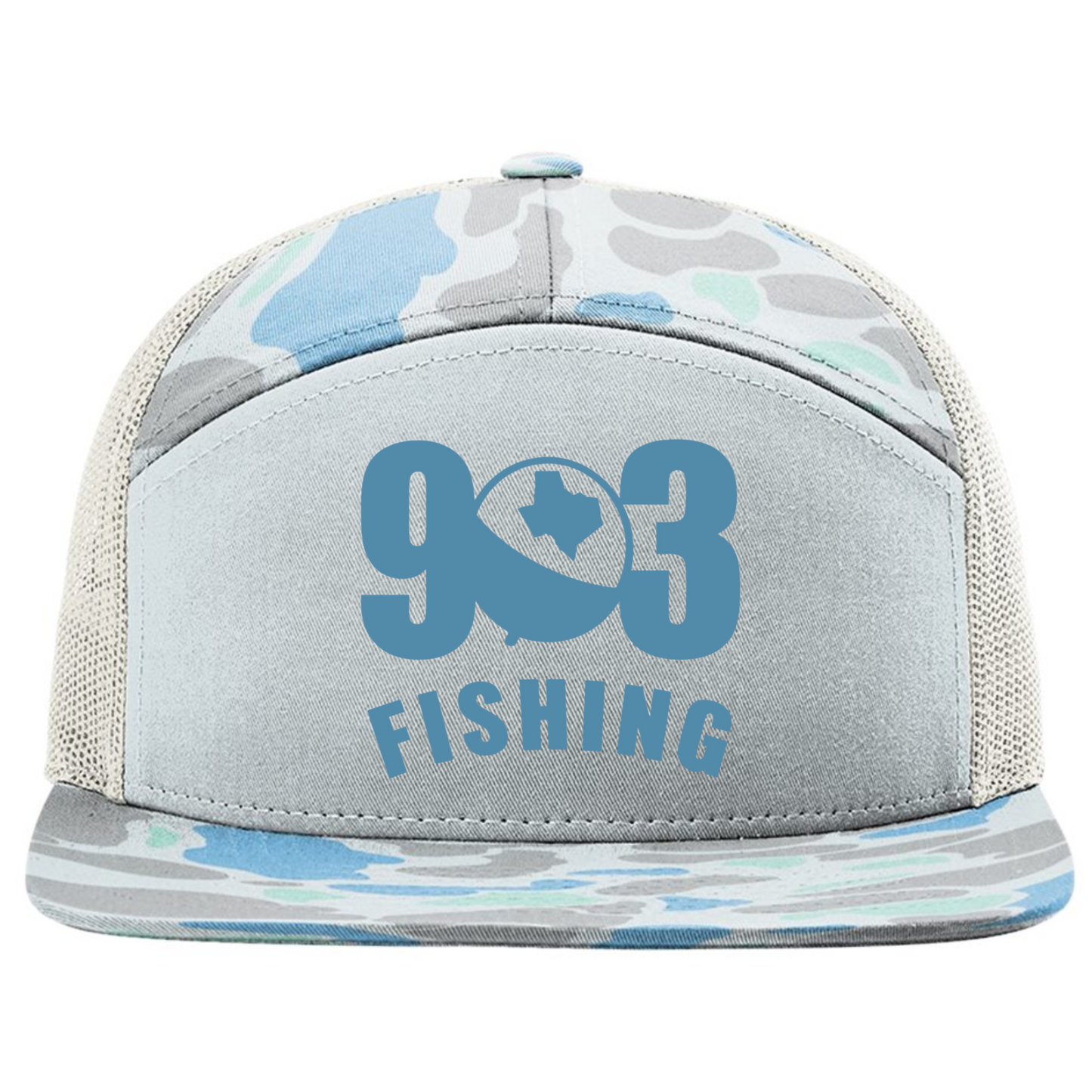 903 Fishing Embroidered 7 Panel Richardson 168 Trucker Cap
