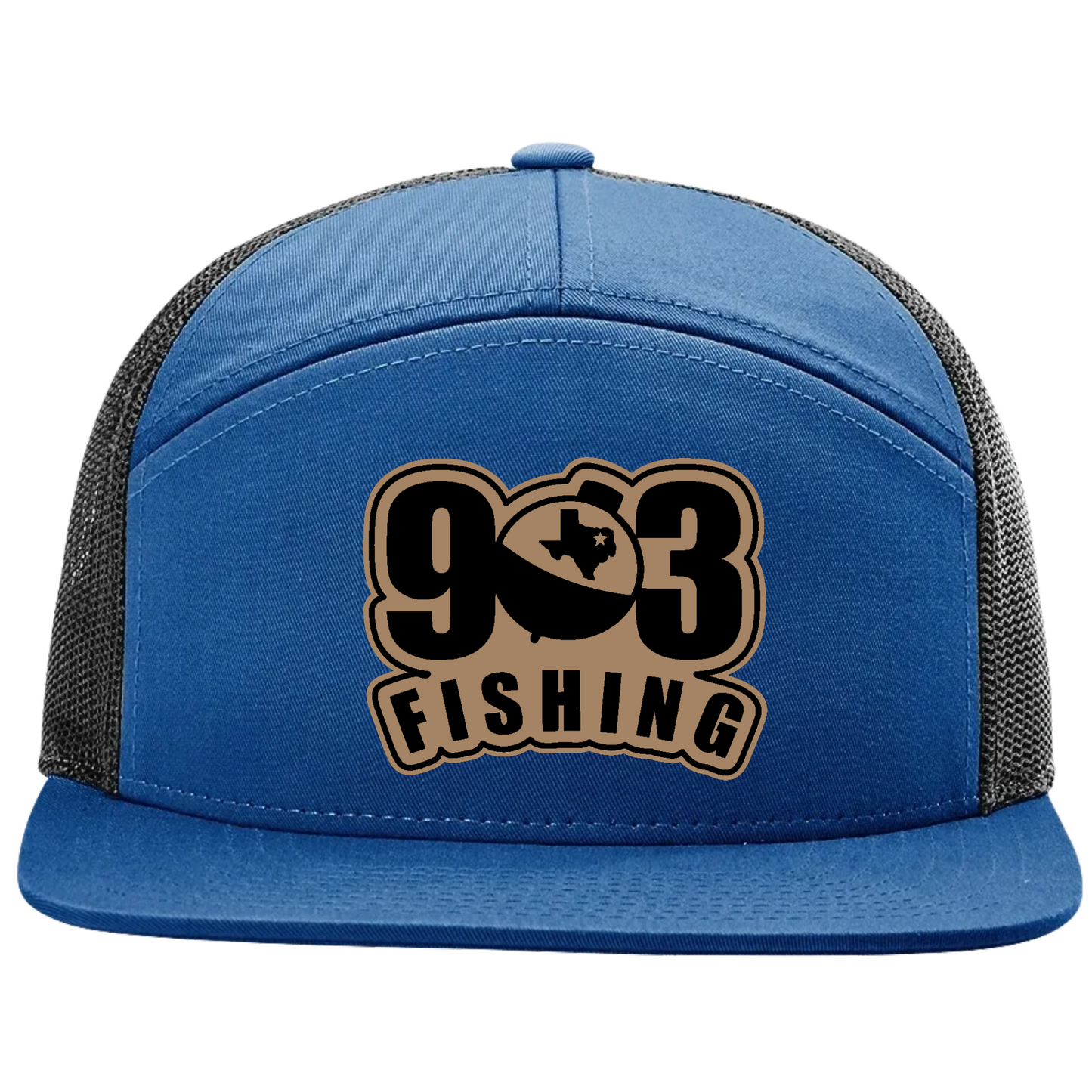 903 Fishing Leather Patch 7 Panel Richardson 168 Trucker Cap